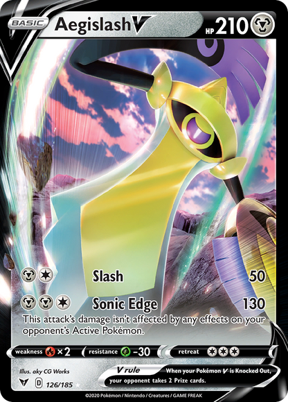 Aegislash V 126/185 Holo V Rare Vivid Voltage Pokemon