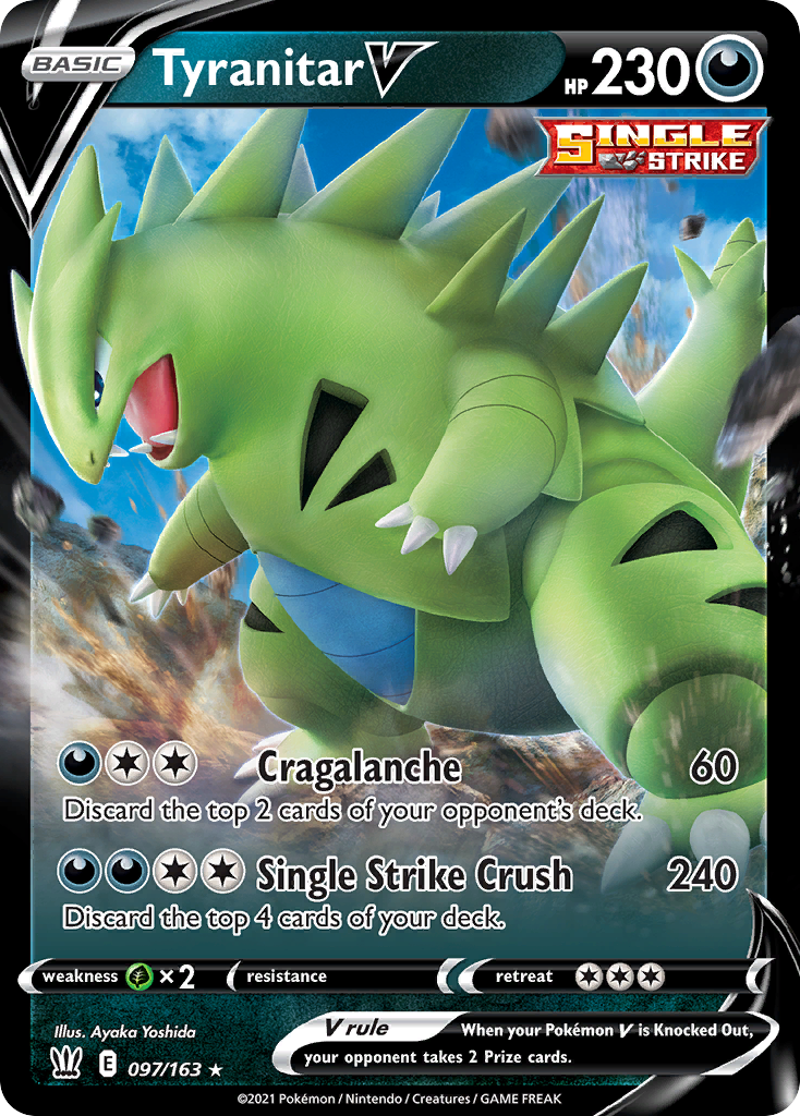 Tyranitar V 097/163 Holo V Rare Battle Styles Pokemon
