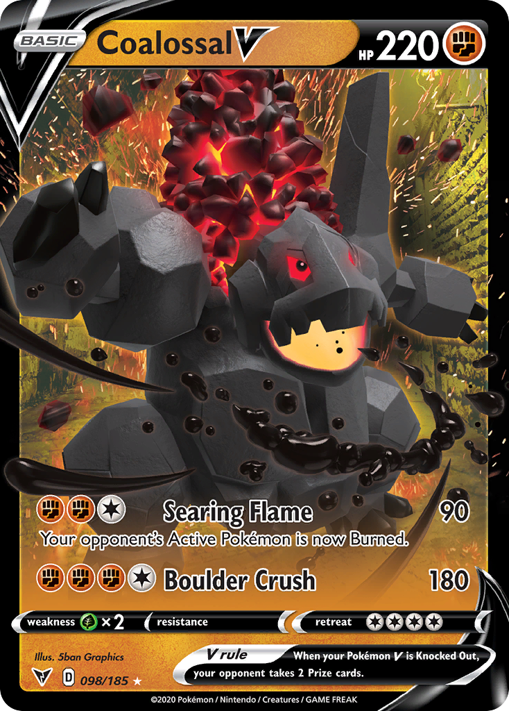 Coalossal V 098/185 Holo V Rare Vivid Voltage Pokemon