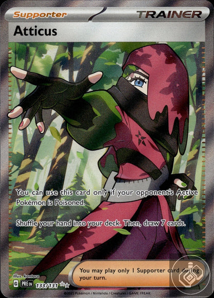 Atticus 133/131 Holo Ultra Rare Prismatic Evolutions Pokemon
