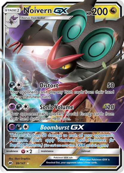 Noivern GX 99/147 Holo GX Rare Burning Shadows Pokemon