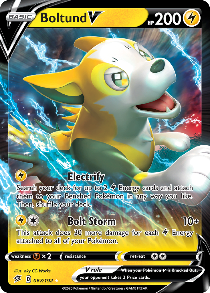 Boltund V 067/192 Holo V Rare Rebel Clash Pokemon