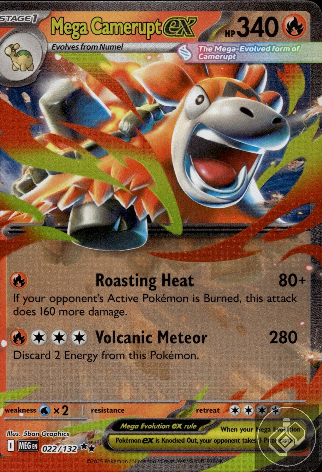 Mega Camerupt ex 022/132 Holo Double Rare Prize Pack Series Cards Pokemon