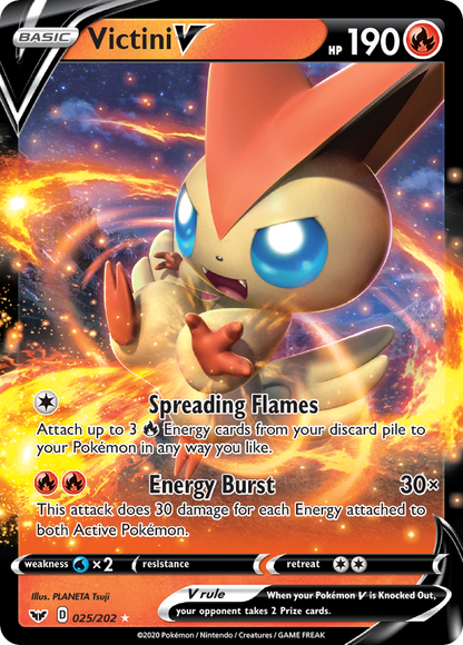 Victini V 025/202 Holo V Rare Sword & Shield Pokemon