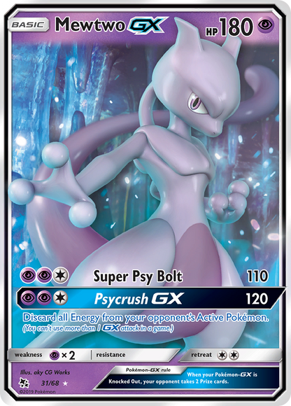 Mewtwo GX 31/68 Holo GX Rare Hidden Fates Pokemon