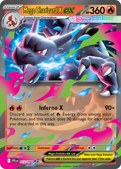 Mega Charizard X ex 013/094 Double Rare Phantasmal Flames Pokemon