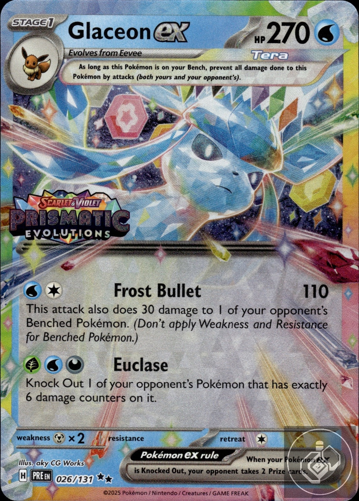 Glaceon ex (Holiday Calendar) 026/131 Holo Prismatic Evolutions Pokemon