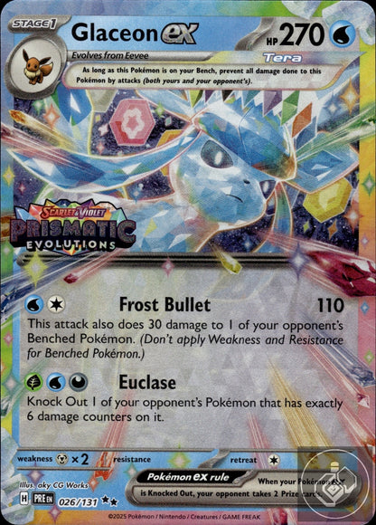 Glaceon ex (Holiday Calendar) 026/131 Holo Prismatic Evolutions Pokemon