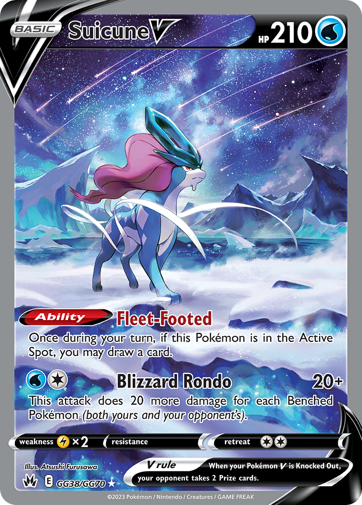 Suicune V GG38/GG70 Holo V Rare Crown Zenith Galarian Gallery Pokemon