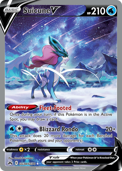 Suicune V GG38/GG70 Holo V Rare Crown Zenith Galarian Gallery Pokemon
