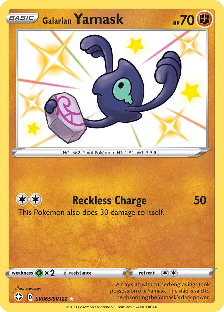 Galarian Yamask SV065/SV122 Shiny Rare Shining Fates Shiny Vault Pokemon