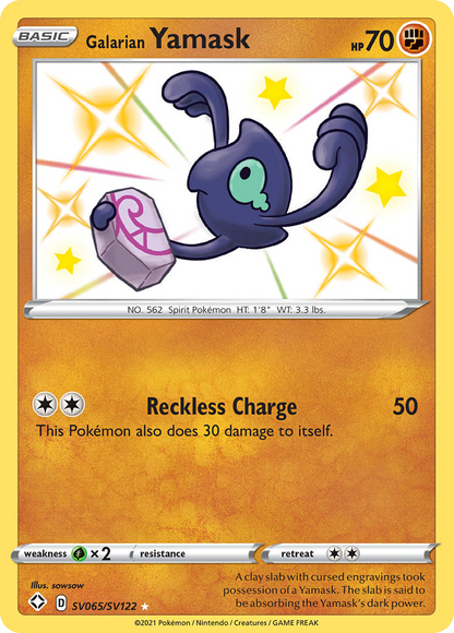 Galarian Yamask SV065/SV122 Shiny Rare Shining Fates Shiny Vault Pokemon