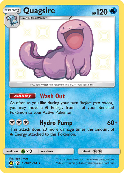 Quagsire SV10/SV94 Shiny Rare Hidden Fates Shiny Vault Pokemon Holo