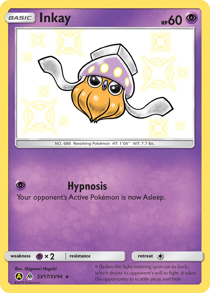 Inkay SV17/SV94 Shiny Rare Hidden Fates Shiny Vault Pokemon Holo