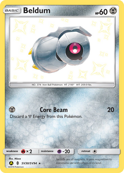 Beldum SV30/SV94 Shiny Rare Hidden Fates Shiny Vault Pokemon