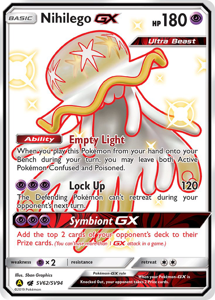 Nihilego GX SV62/SV94 Shiny GX Rare Hidden Fates Shiny Vault Pokemon