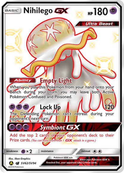 Nihilego GX SV62/SV94 Shiny GX Rare Hidden Fates Shiny Vault Pokemon
