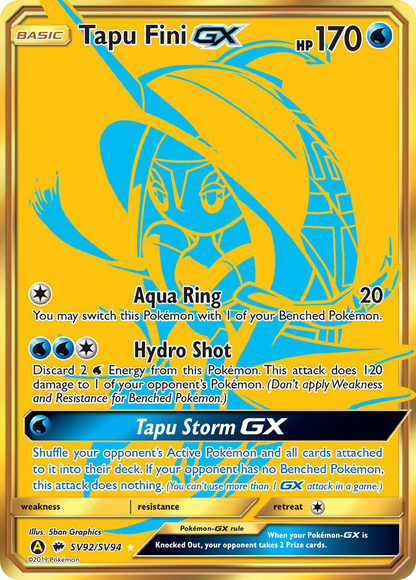 Tapu Fini GX SV92/SV94 Secret Rare Hidden Fates Shiny Vault Pokemon