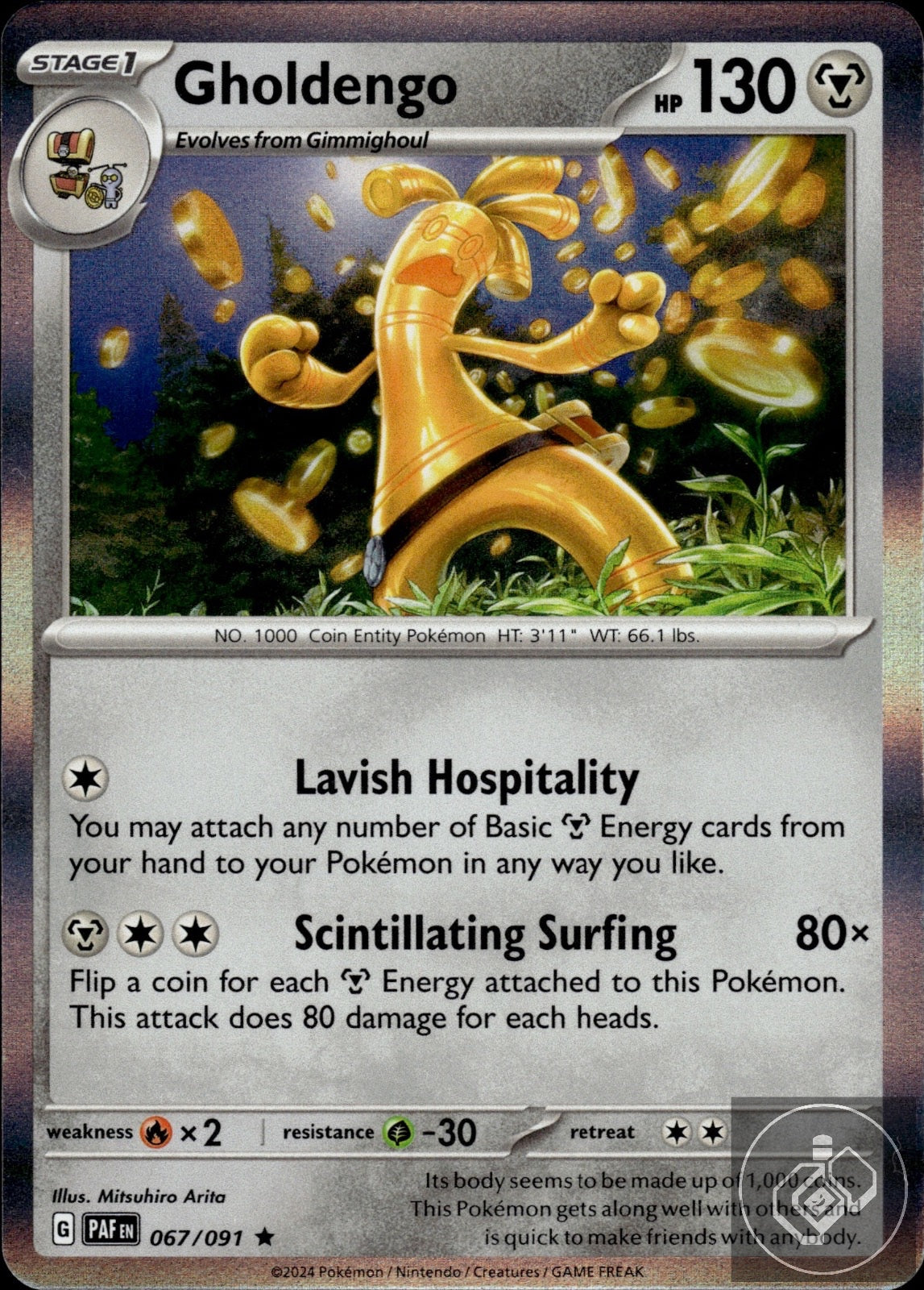 Gholdengo 067/091 Rare Paldean Fates Pokemon