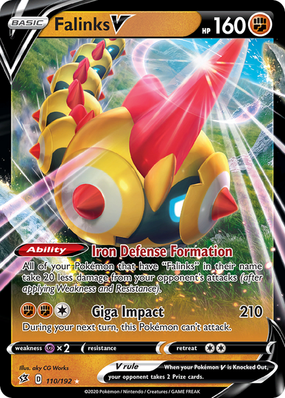 Falinks V 110/192 Holo V Rare Rebel Clash Pokemon