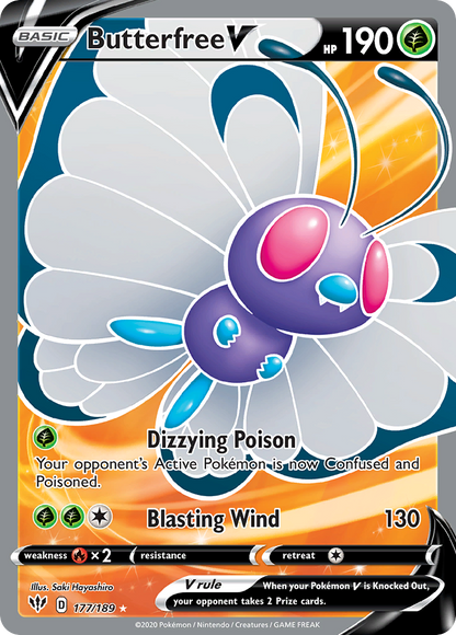 Butterfree V 177/189 Ultra Rare Darkness Ablaze Pokemon