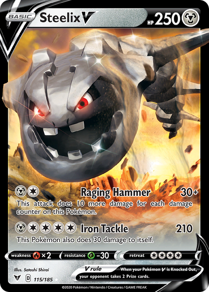 Steelix V 115/185 Holo V Rare Vivid Voltage Pokemon