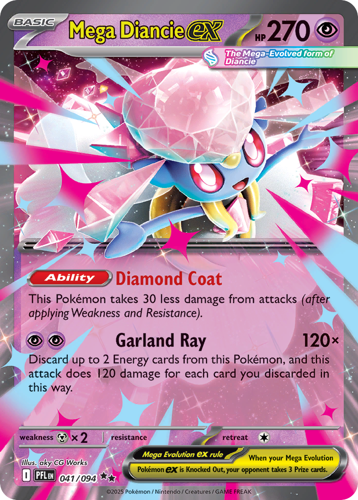 Mega Diancie ex 041/094 Double Rare Phantasmal Flames Pokemon