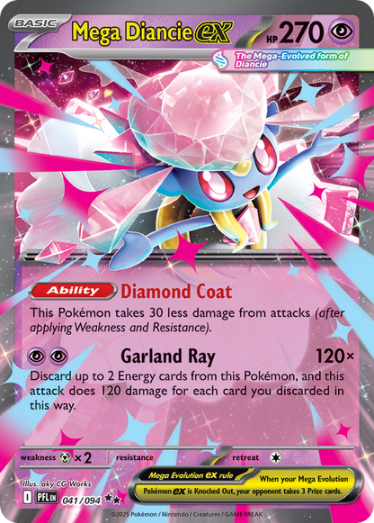 Mega Diancie ex 041/094 Double Rare Phantasmal Flames Pokemon