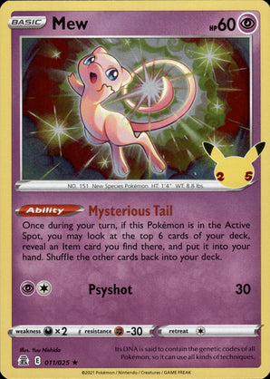 Mew 011/025 Holo Rare Celebrations Pokemon