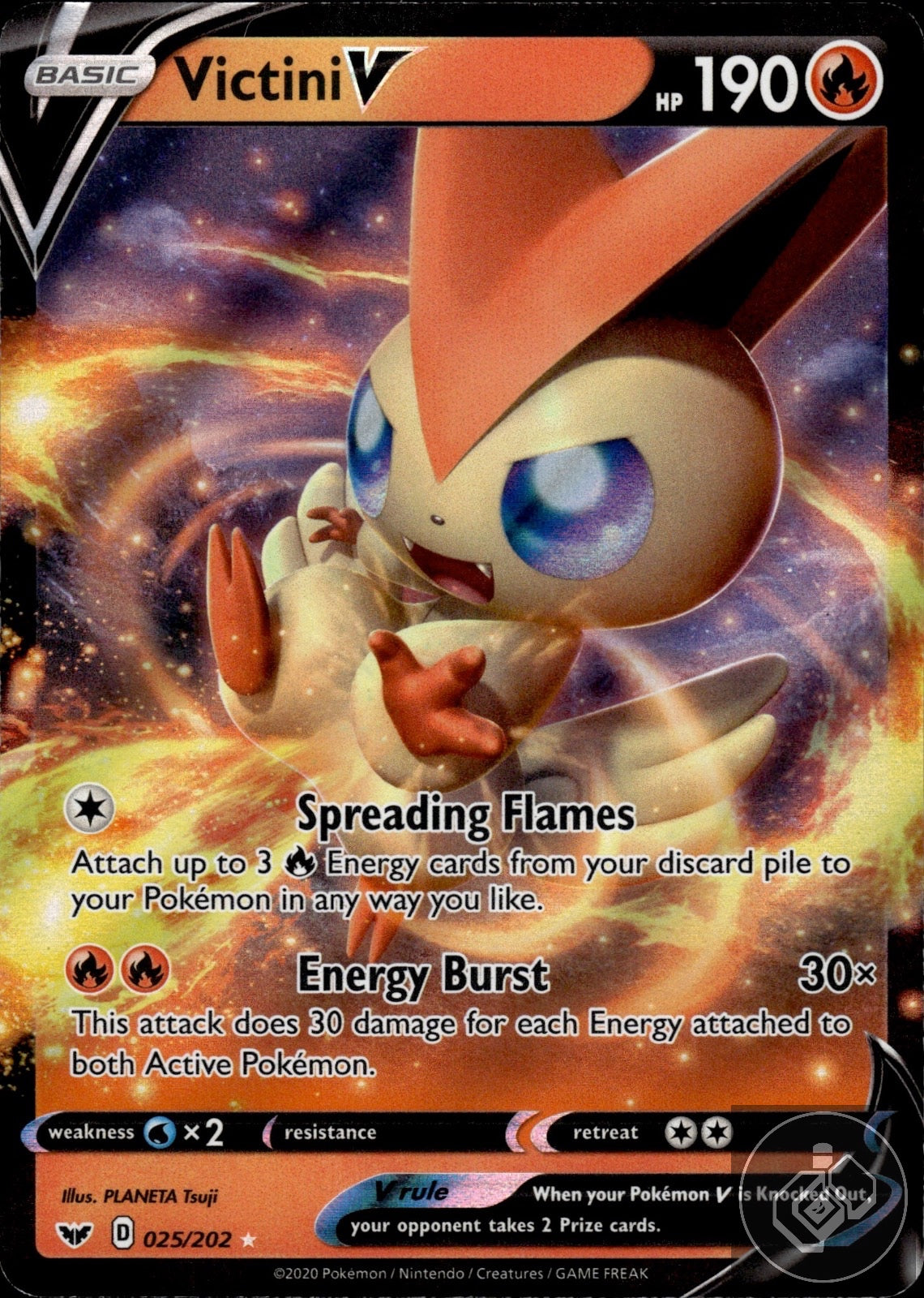 Victini V 025/202 Holo V Rare Sword & Shield Pokemon