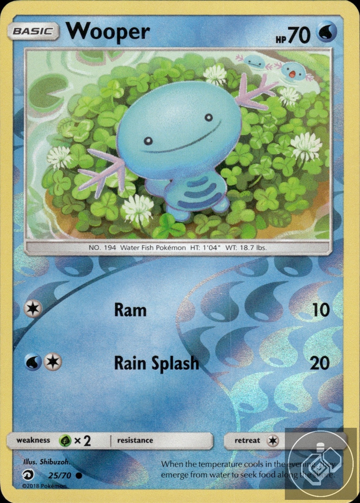 Wooper 25/70 Common Dragon Majesty Pokemon Reverse Holo