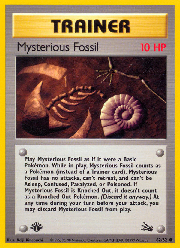 Mysterious Fossil 62/62 Common Fossil Pokemon 1st Edition