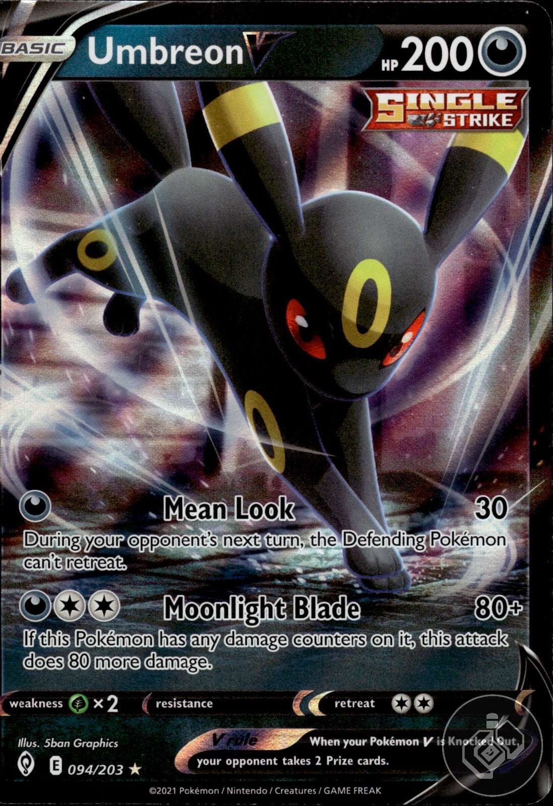 Umbreon V 094/203 Holo V Rare Evolving Skies Pokemon