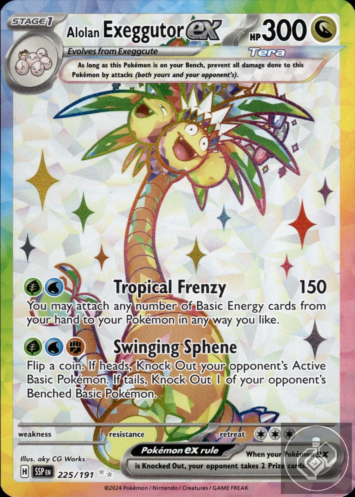 Alolan Exeggutor ex 225/191 Ultra Rare Surging Sparks Pokemon