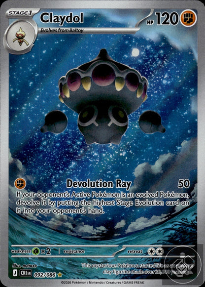 Claydol 092/086 Shiny Rare ME04: Chaos Rising Pokemon