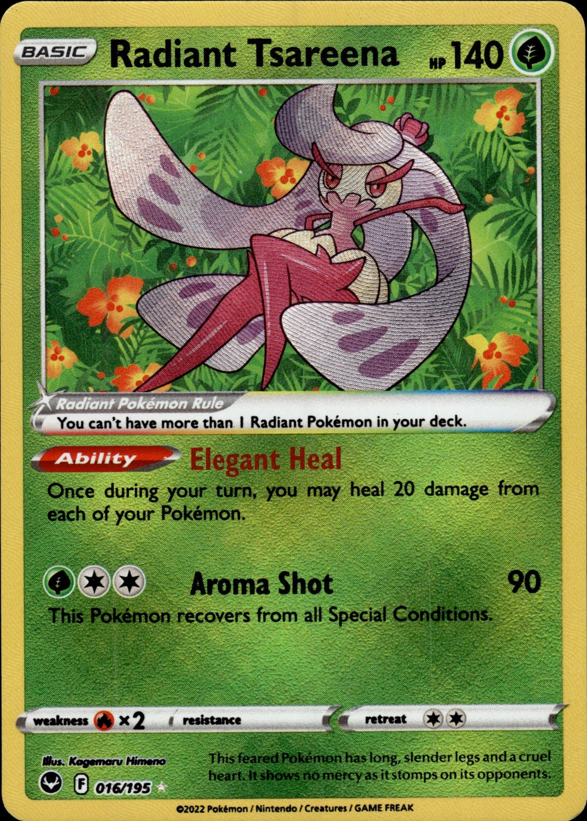 Radiant Tsareena 016/195 Radiant Rare Silver Tempest Pokemon
