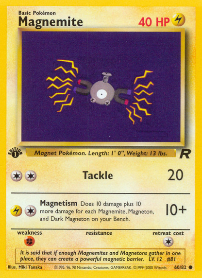 Magnemite 60/82 Common Team Rocket Pokemon 1st Edition