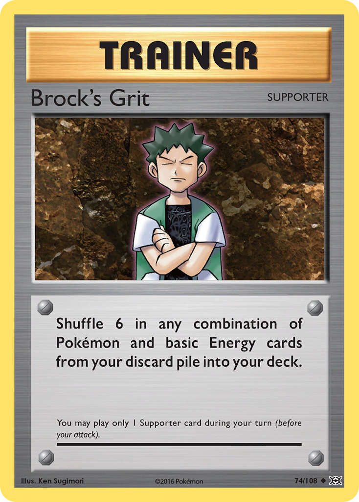 Brock's Grit 74/108 Uncommon Evolutions Pokemon Reverse Holo