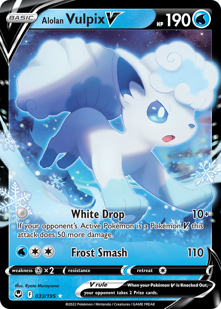 Alolan Vulpix V 033/195 Holo V Rare Silver Tempest Pokemon
