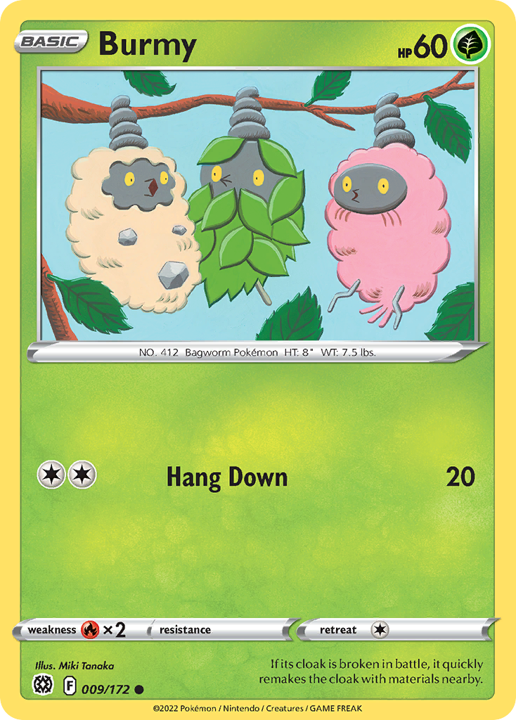Burmy 009/172 Common Brilliant Stars Pokemon Reverse Holo