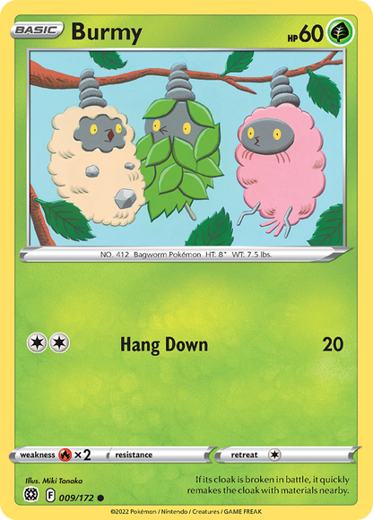 Burmy 009/172 Common Brilliant Stars Pokemon Reverse Holo