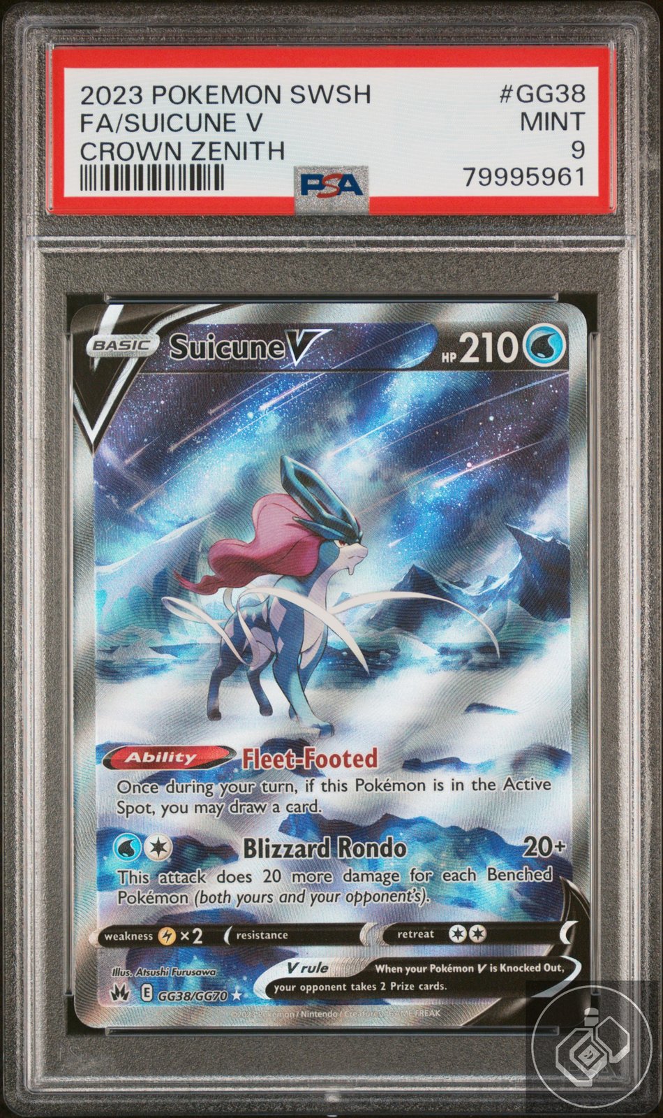 Suicune V GG38/GG70 Sword Shield Crown Zenith Pokemon PSA 9