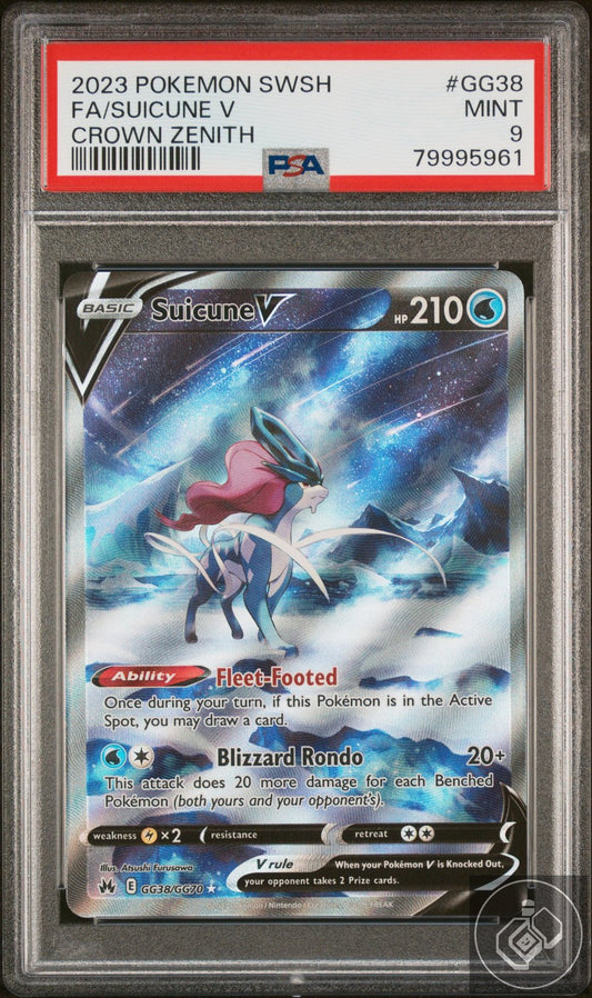 Suicune V GG38/GG70 Sword Shield Crown Zenith Pokemon PSA 9