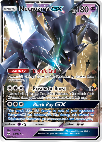 Necrozma GX 63/147 Holo GX Rare Burning Shadows Pokemon