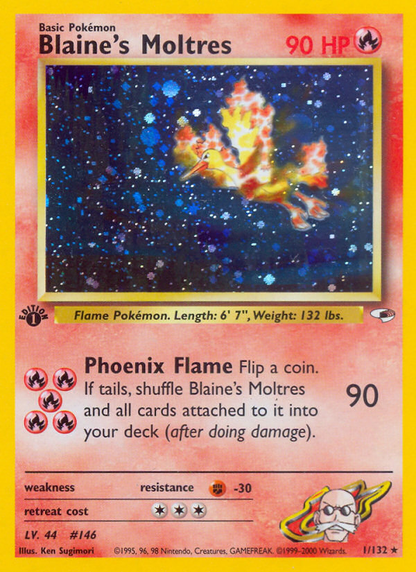 Blaine's Moltres 1/132 Holo Rare Gym Heroes Pokemon Unlimited Holo