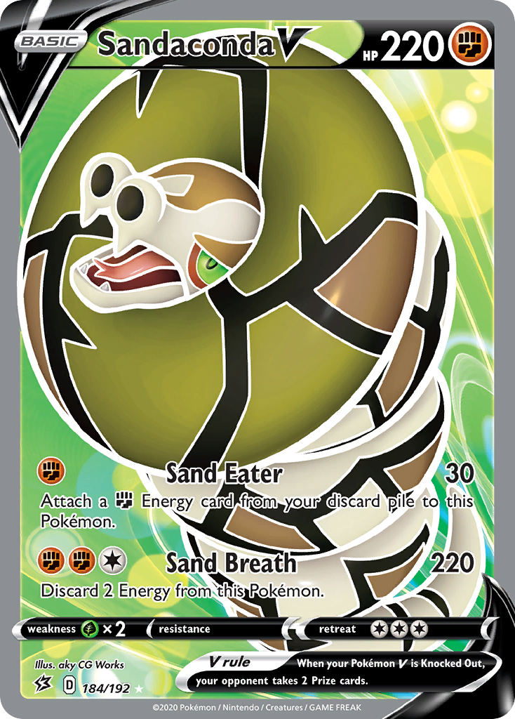Sandaconda V 184/192 Ultra Rare Rebel Clash Pokemon