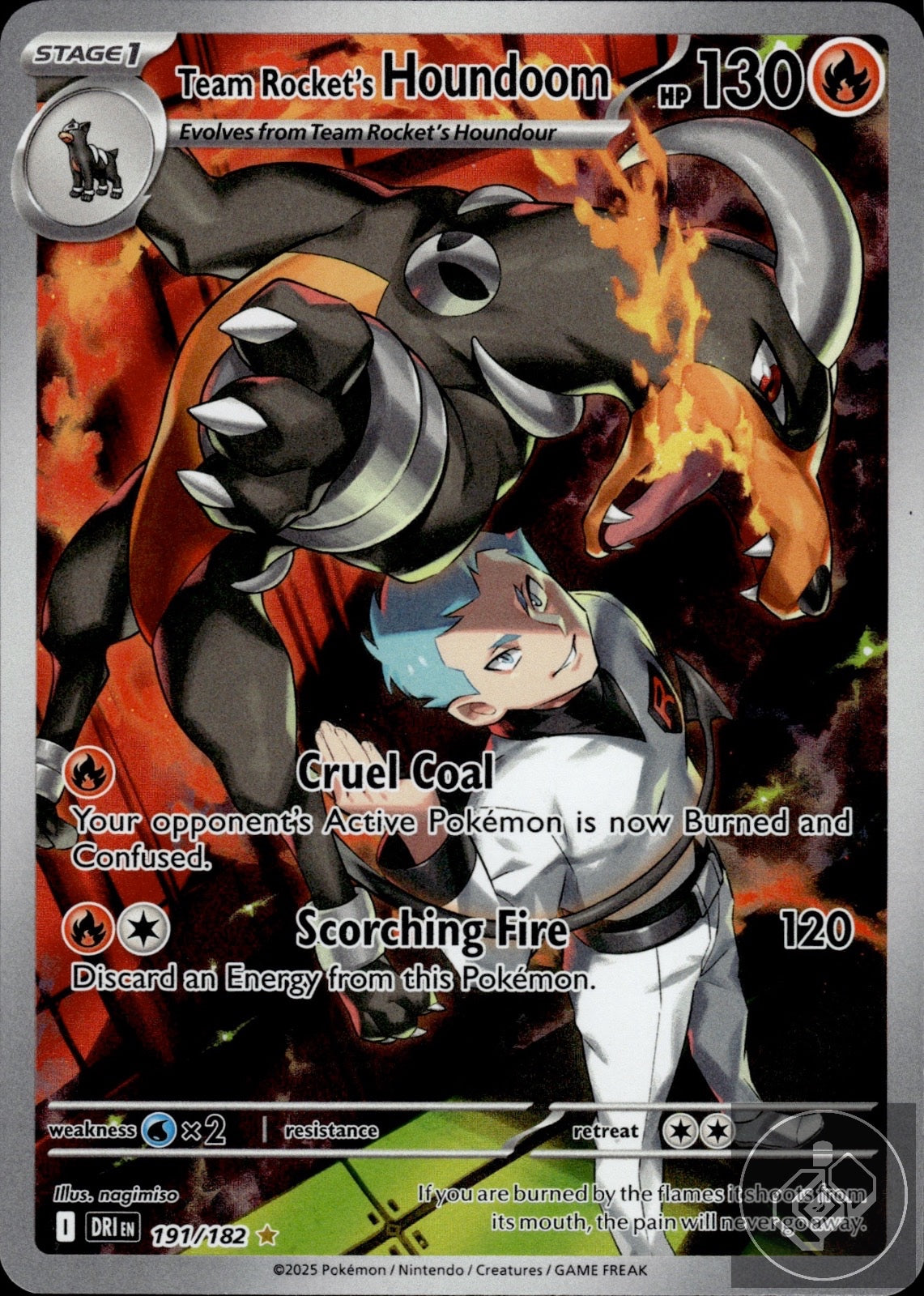 Team Rocket's Houndoom 191/182 Illustration Rare Destined Rivals Pokemon