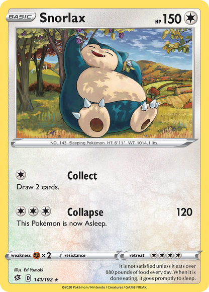 Snorlax 141/192 Rare Rebel Clash Pokemon