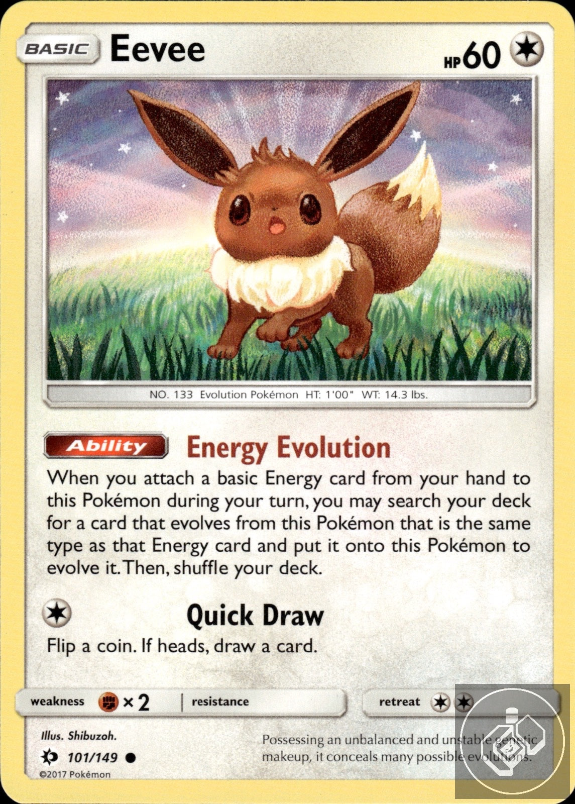 Eevee 101/149 Common SM Base Set Pokemon