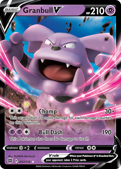 Granbull V 057/172 Holo V Rare Brilliant Stars Pokemon